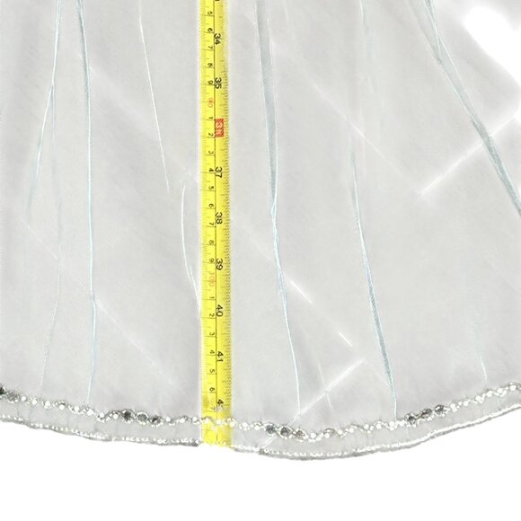 NEW Bridal Tulle Veil Never Worn White Lovely Metallic Serged & Beaded Wedding - Picture 8 of 9